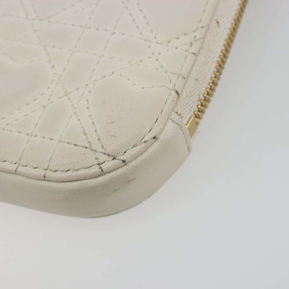 Christian Dior Lady Dior Phone Holder On Chain Cannage Quilt Lambskin White Leather Shoulder Bag Bag (Pre-Owned)