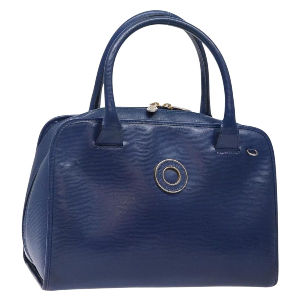 Celine Circle Logo Handbag Leather Blue Leather Bag (Pre-Owned)