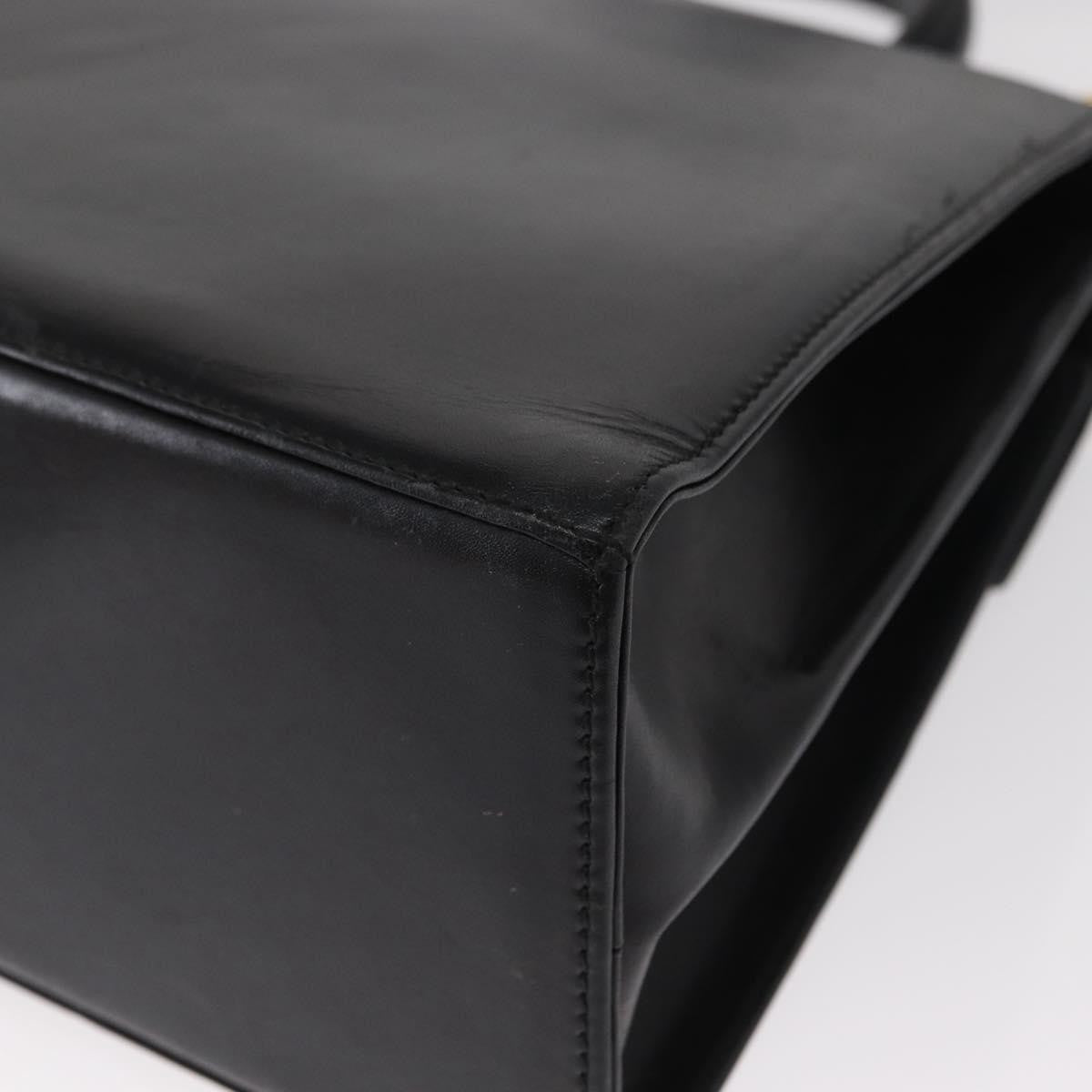 Salvatore Ferragamo Convertible Top Handle Bag Leather Black Leather Handbag (Pre-Owned)