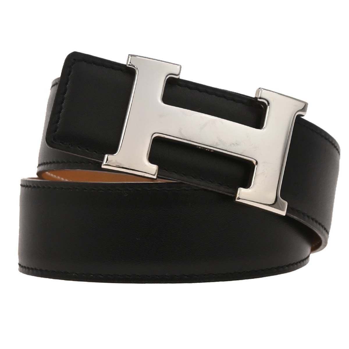Hermes Constance Reversible Belt Leather Black Leather Belts Accessory (Pre-Owned)
