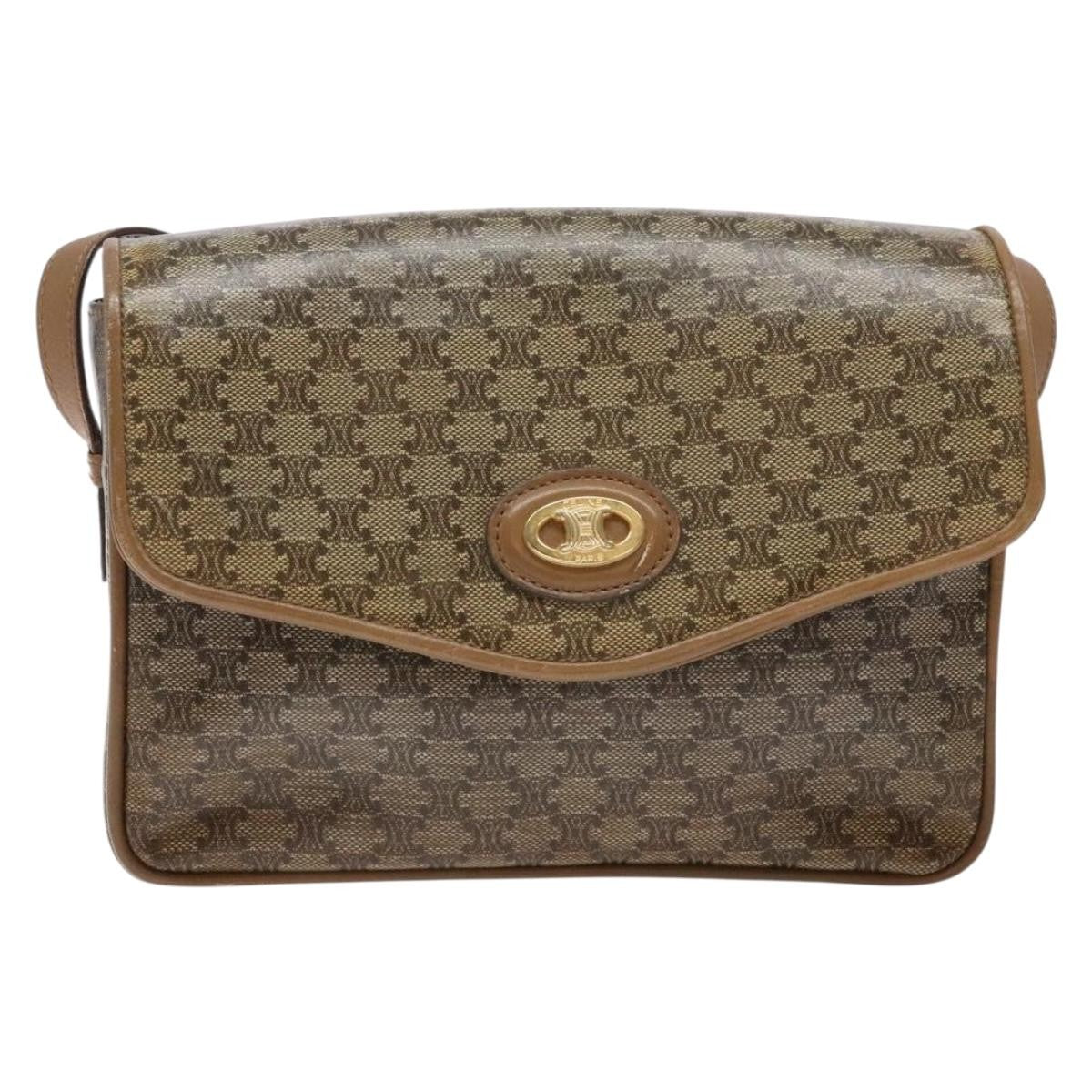 Celine Macadam Shoulder Bag Pvc Leather Beige Pvc Bag (Pre-Owned)