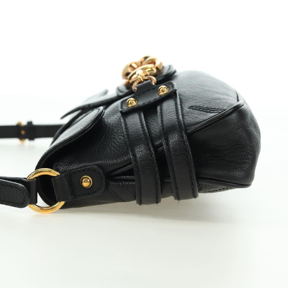 Gucci Horsebit Shoulder Bag Gg Canvas And Leather Black Leather Shoulder Bag Bag (Pre-Owned)