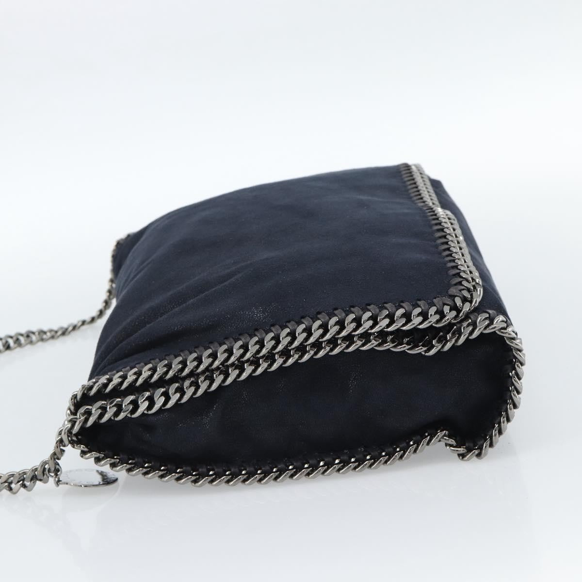 Stella Mccartney Falabella Fold Over Flap Crossbody Bag Shaggy Deer Navy Synthetic Shoulder Bag Bag (Pre-Owned)