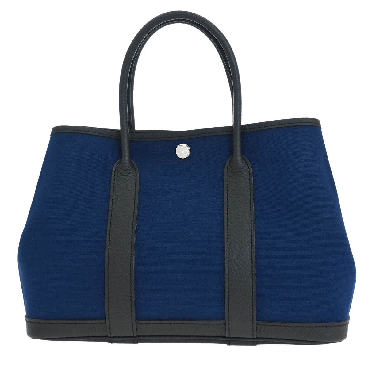 Hermes Garden Party Tote Toile And Leather Navy Canvas Tote Bag Bag (Pre-Owned)