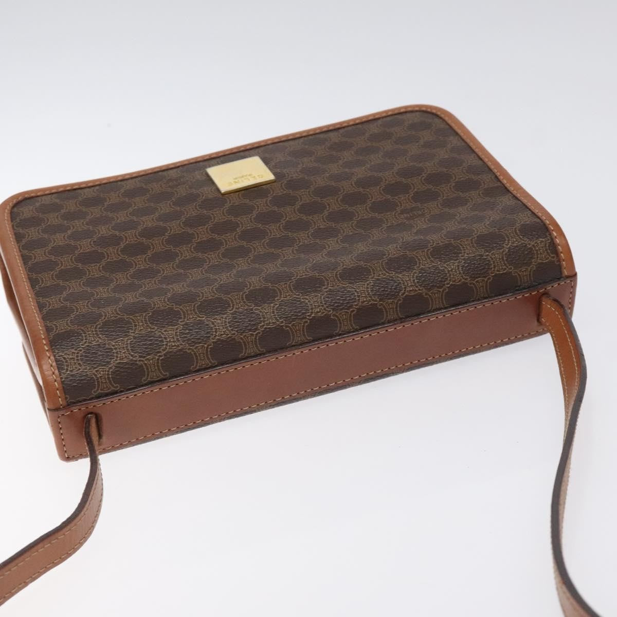 Celine Vintage Macadam Shoulder Bag Canvas And Leather Brown Canvas Shoulder Bag Bag (Pre-Owned)