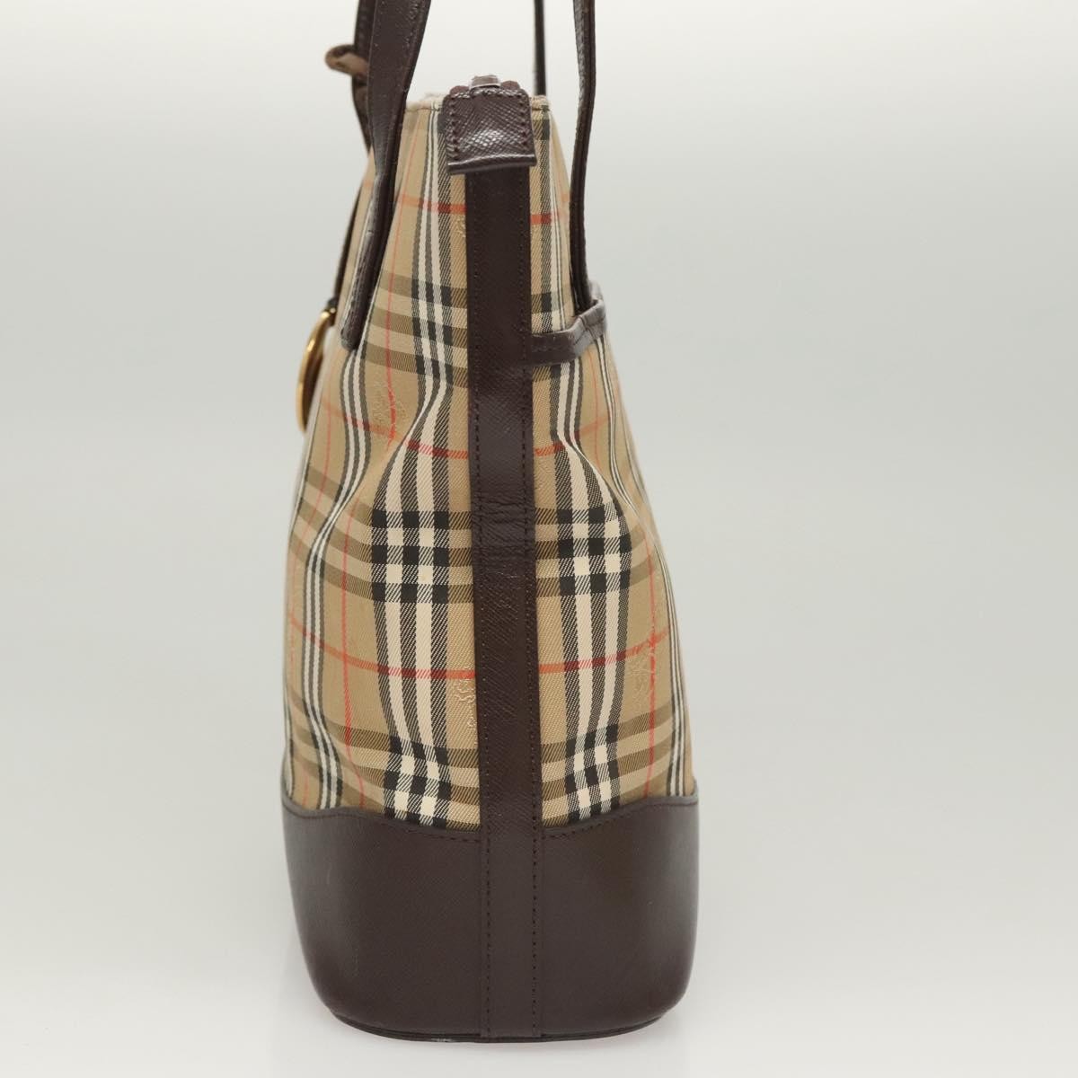 Burberry Nova Check Shoulder Bag Canvas And Leather Beige Canvas Shoulder Bag Bag (Pre-Owned)