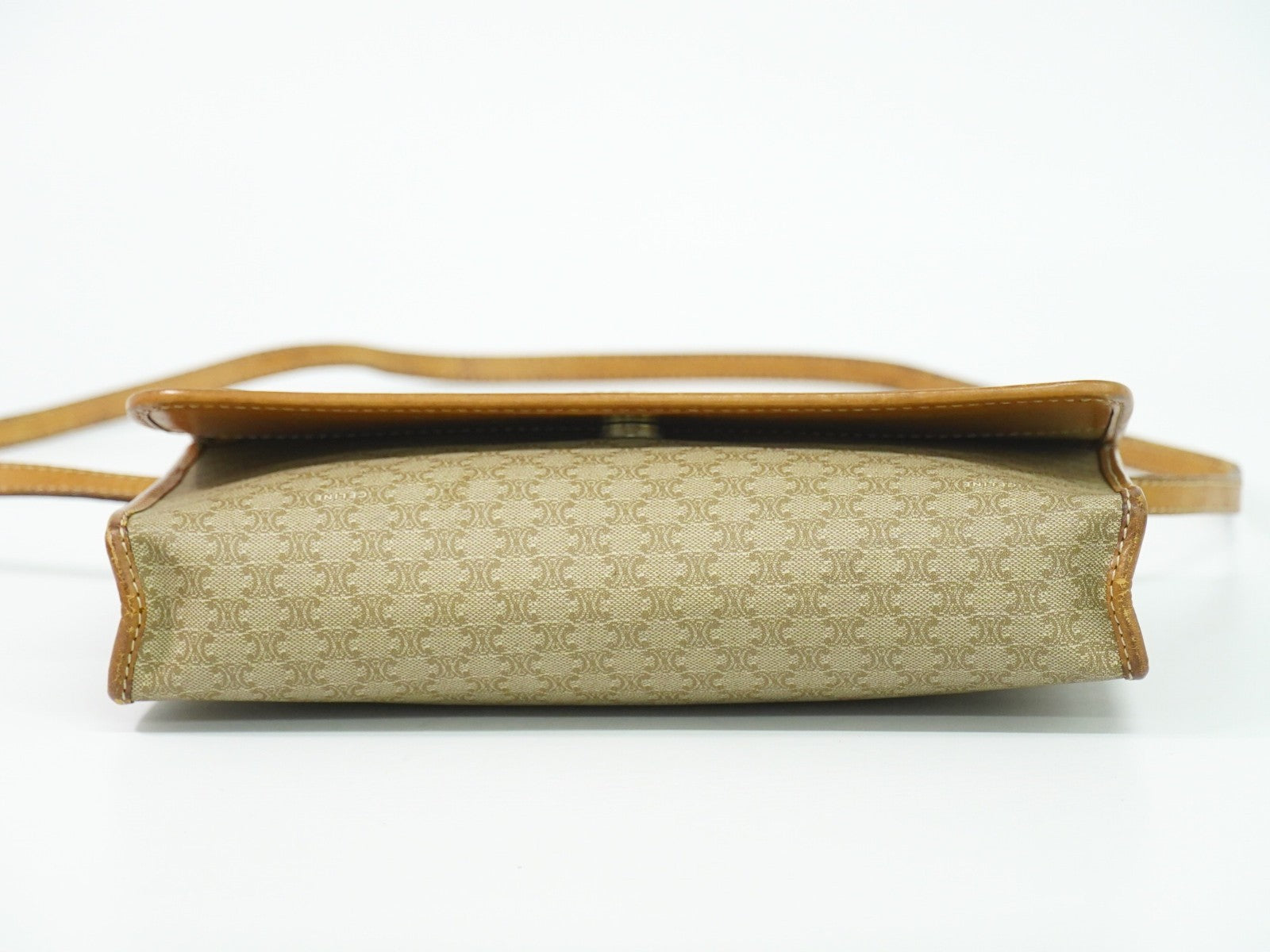 Celine Vintage Macadam Shoulder Bag Canvas Beige Canvas Shoulder Bag Bag (Pre-Owned)