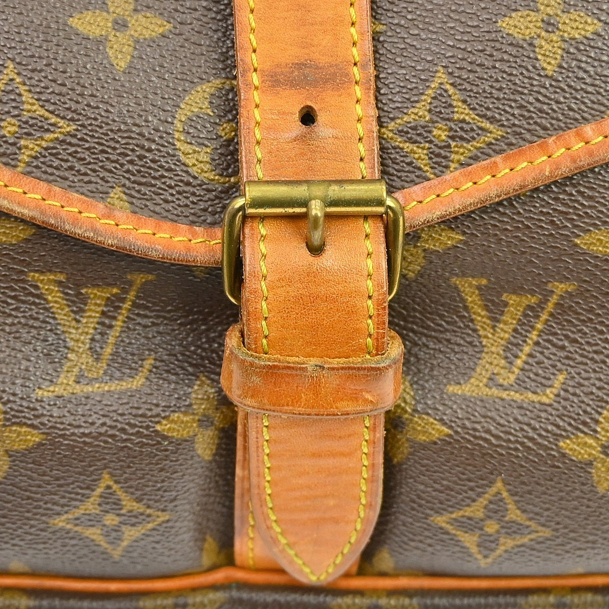 Louis Vuitton Saumur Handbag Monogram Canvas Brown Canvas Shoulder Bag Bag (Pre-Owned)