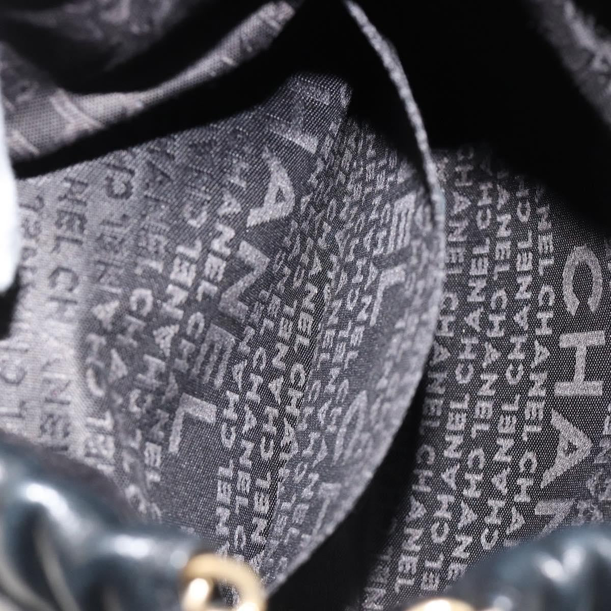 Chanel Chain Tote Leather Black Leather Shoulder Bag Bag (Pre-Owned)