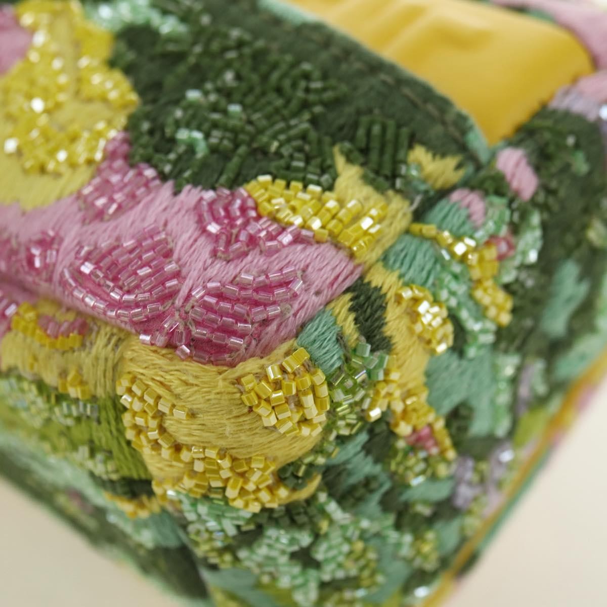 Christian Dior Caro Bag Embroidered Canvas Green Canvas Handbag (Pre-Owned)