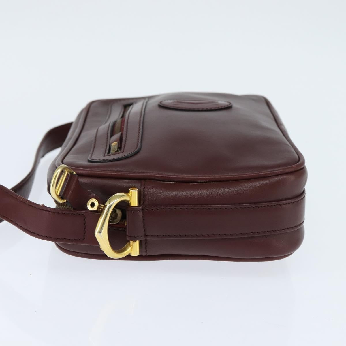 Cartier Must De Cartier Shoulder Bag Leather Burgundy Leather Shoulder Bag Bag (Pre-Owned)