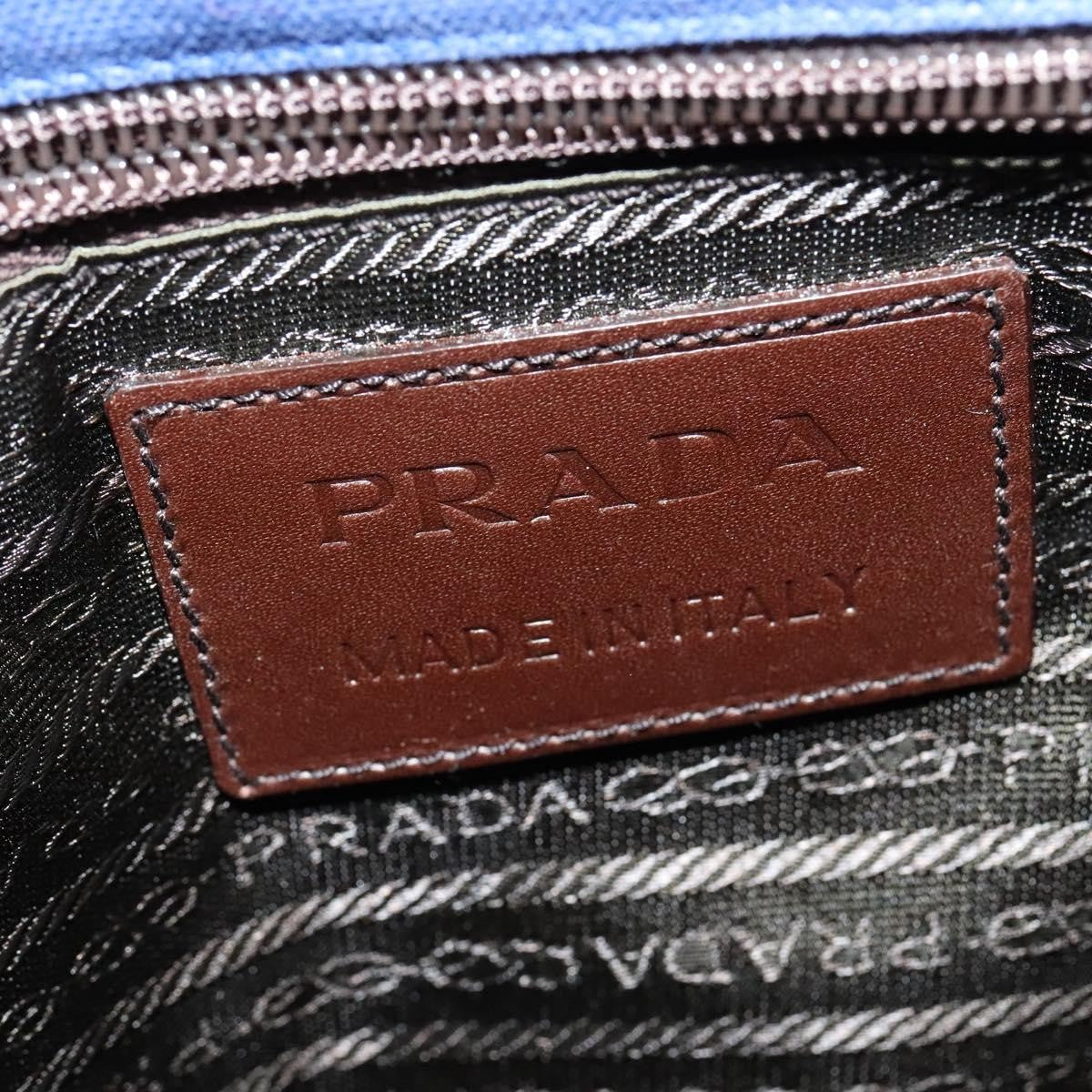 Prada Impunturato Buckle Flap Messenger Bag Canvas Blue Canvas Shoulder Bag Bag (Pre-Owned)