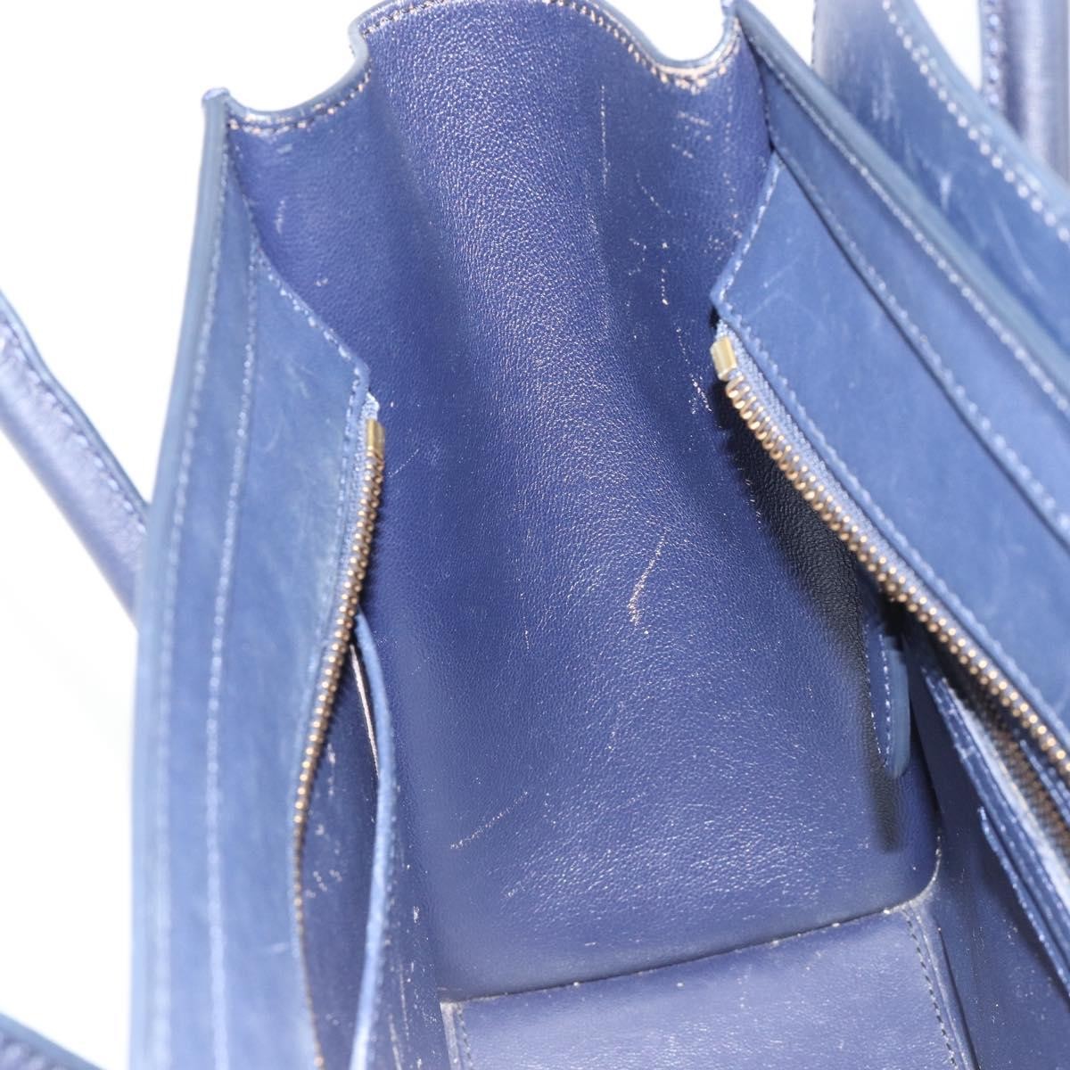 Celine Tricolor Luggage Bag Leather Navy Leather Handbag (Pre-Owned)