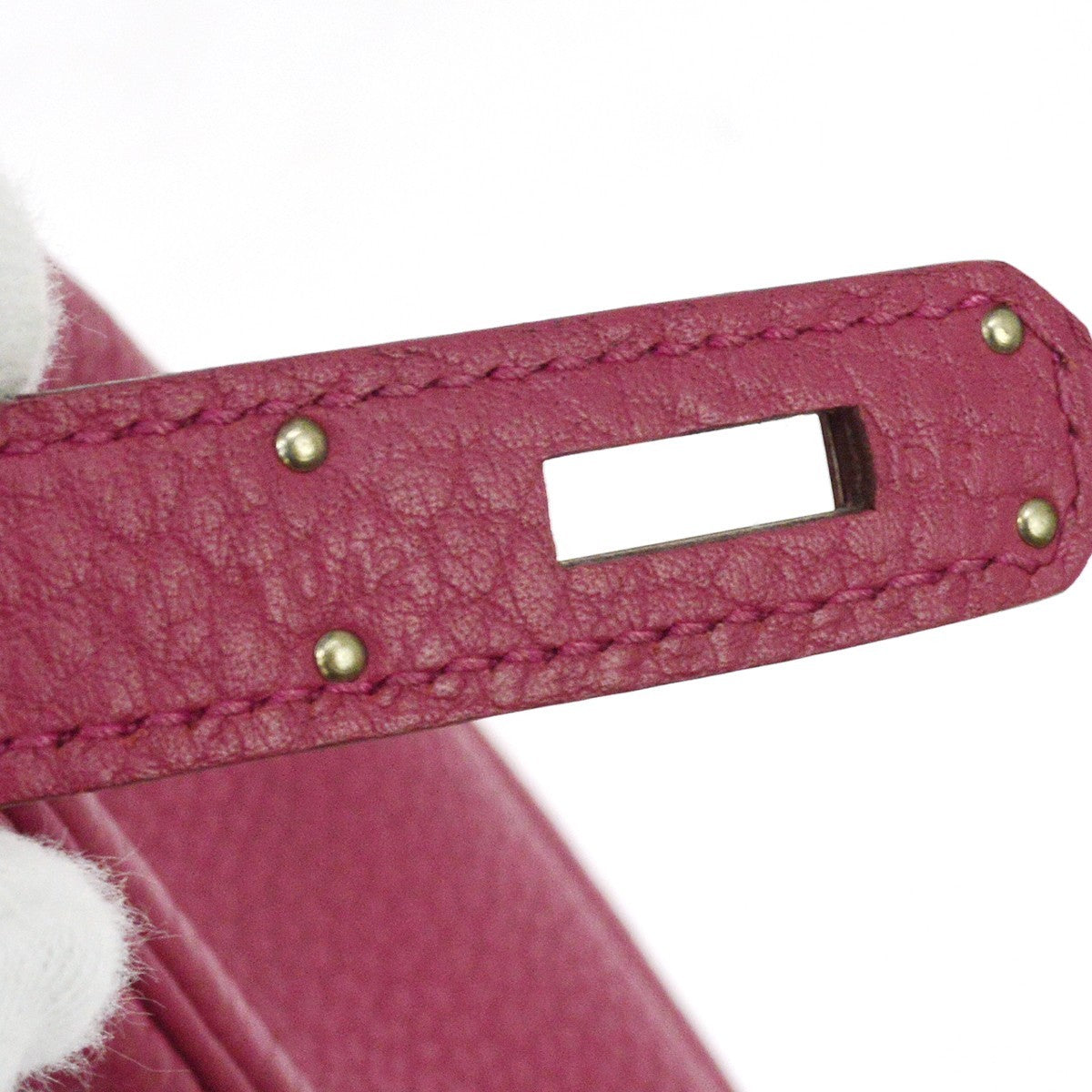 Hermes Birkin Handbag Pink Togo With Palladium Hardware Blue Leather Handbag (Pre-Owned)