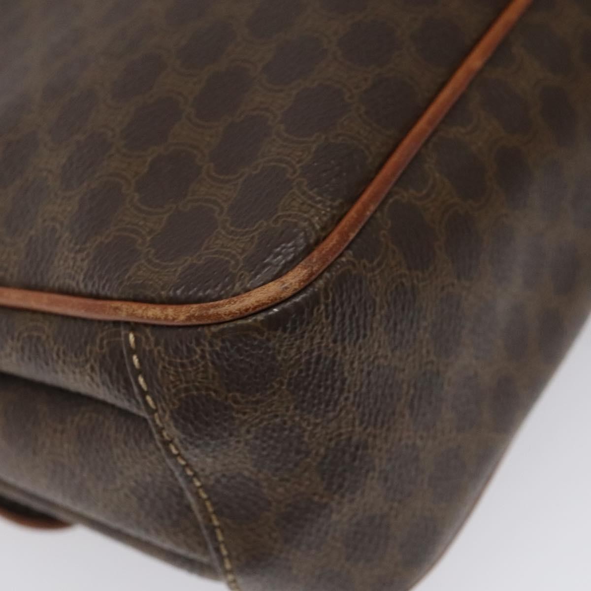 Celine Vintage Macadam Circle Logo Shoulder Bag Canvas And Leather Brown Canvas Shoulder Bag Bag (Pre-Owned)