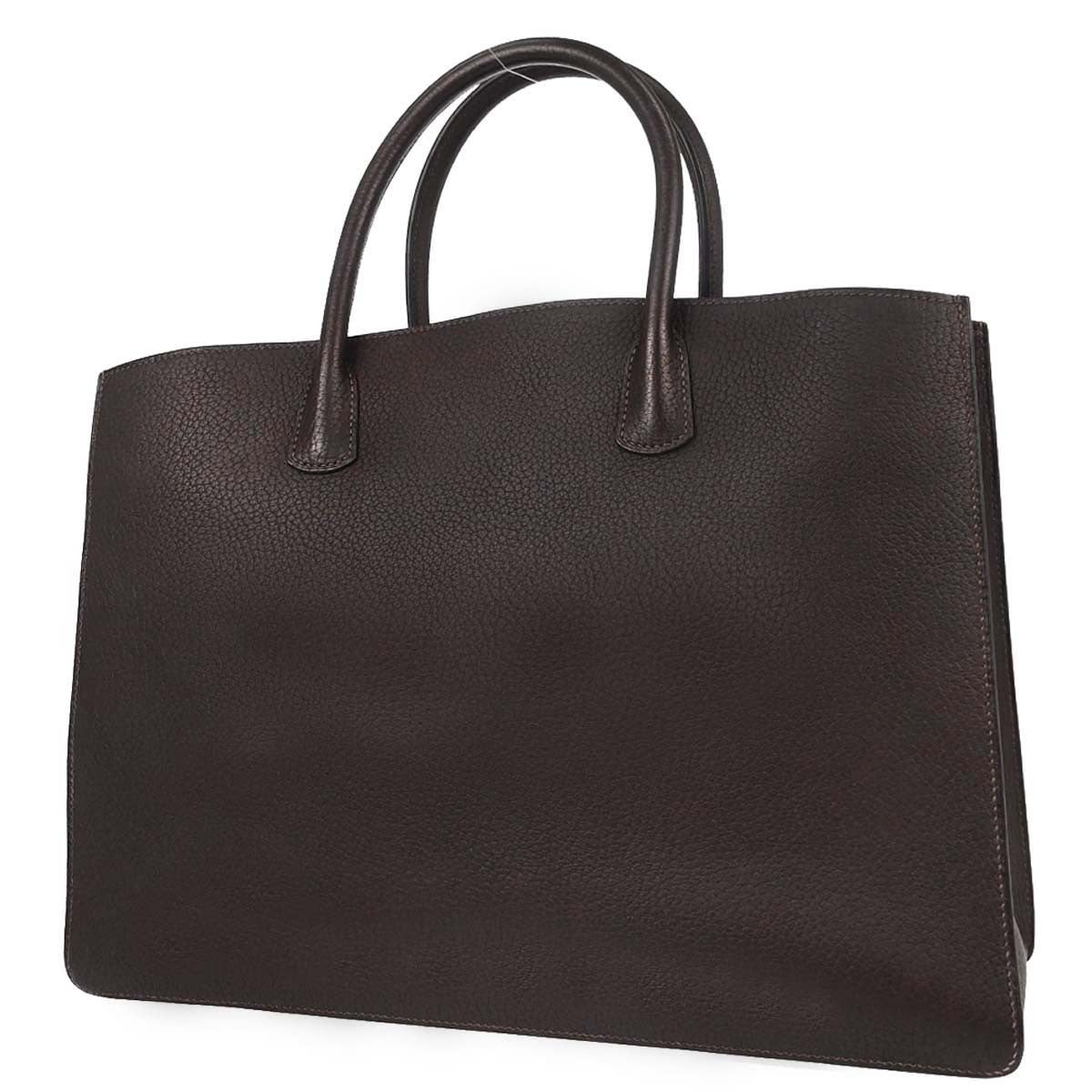 Hermes White Bus Bag Leather Brown Leather Handbag (Pre-Owned)