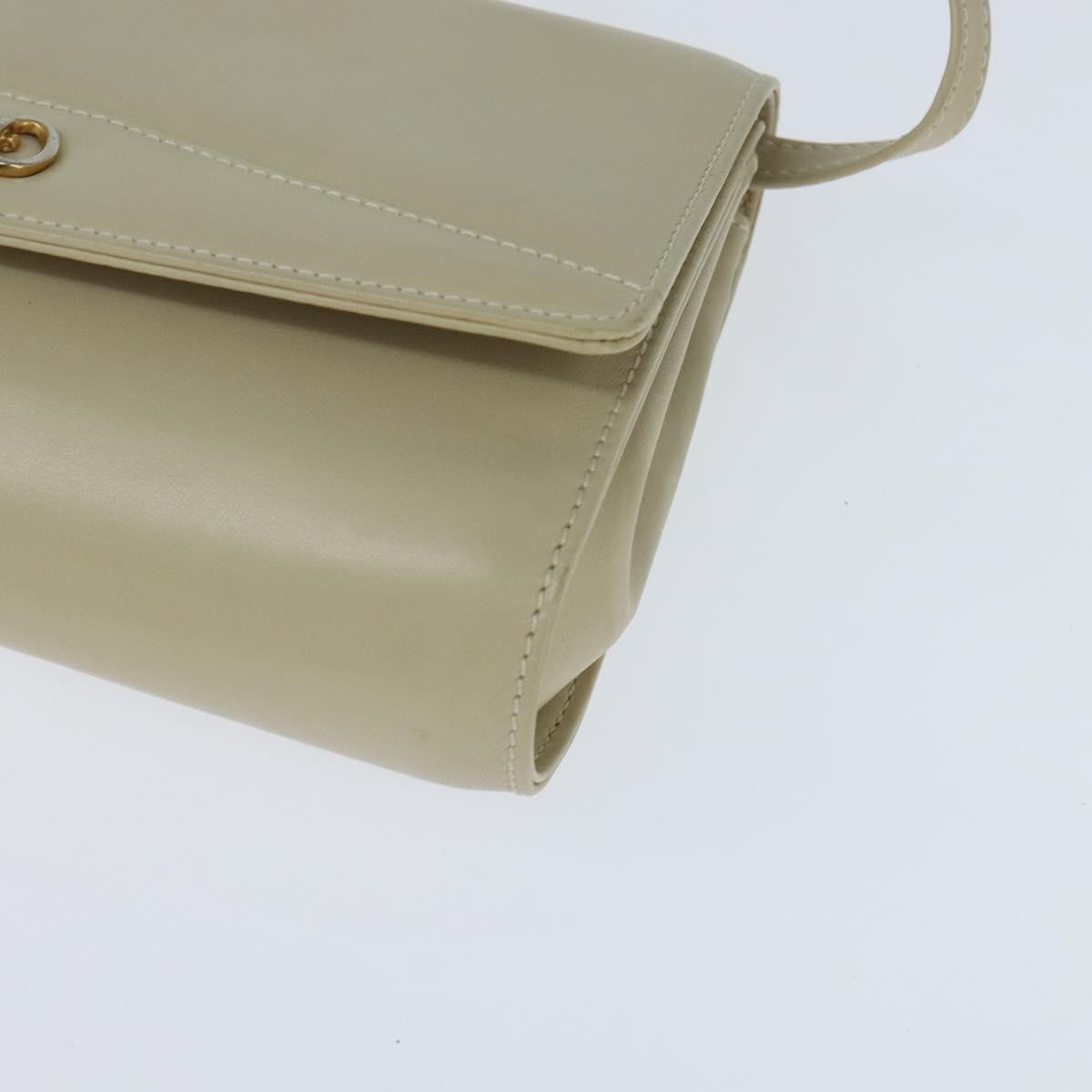 Celine Flap Shoulder Bag Leather Beige Leather Shoulder Bag Bag (Pre-Owned)