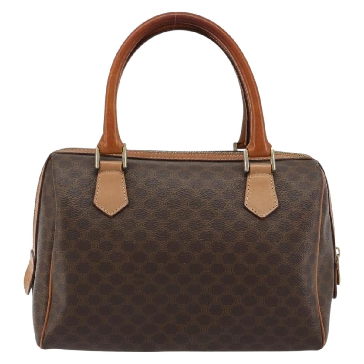 Celine Vintage Triomphe Handbag Canvas Brown Canvas Handbag (Pre-Owned)