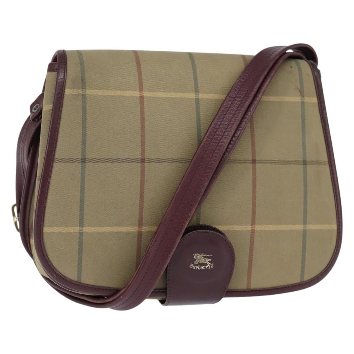 Burberry Nova Check Shoulder Bag Canvas Beige Canvas Shoulder Bag Bag (Pre-Owned)