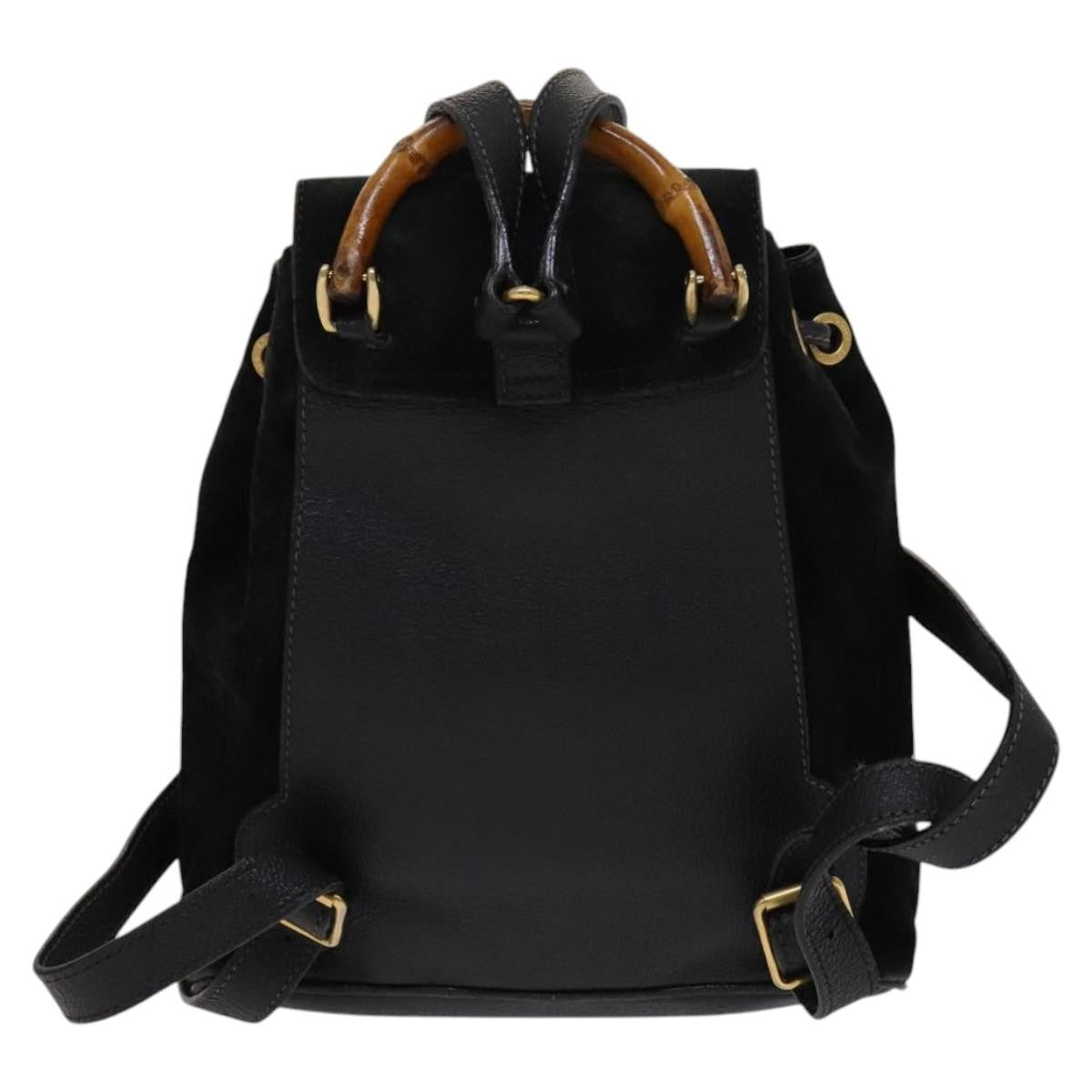 Gucci Gucci Bamboo Backpack Daim Black Suede Backpack Bag (Pre-Owned)