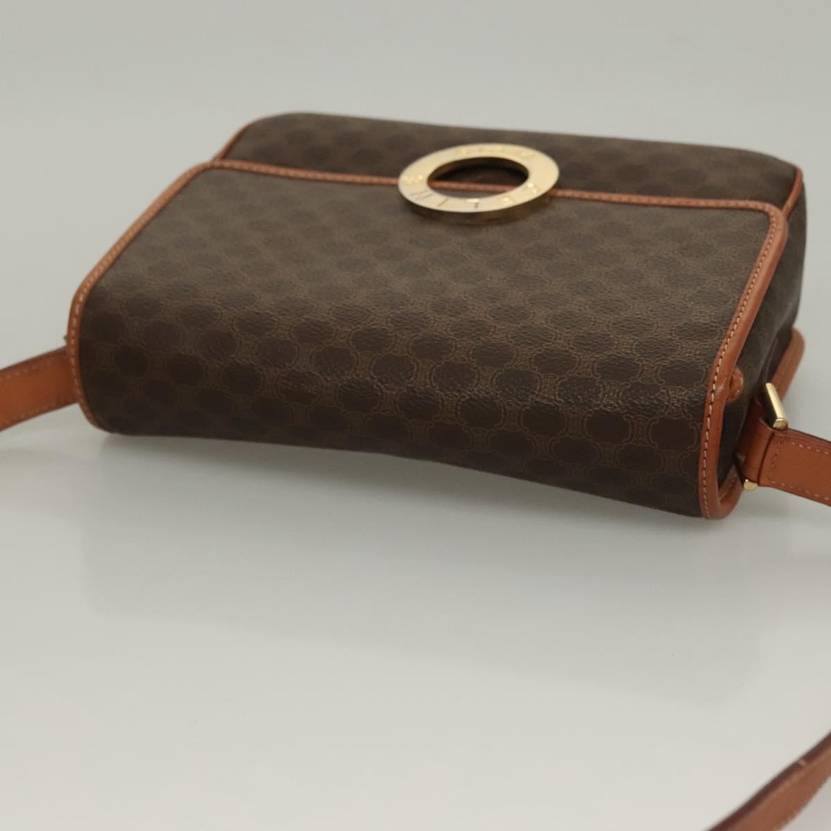 Celine Macadam Shoulder Bag Pvc Leather Brown Canvas Bag (Pre-Owned)