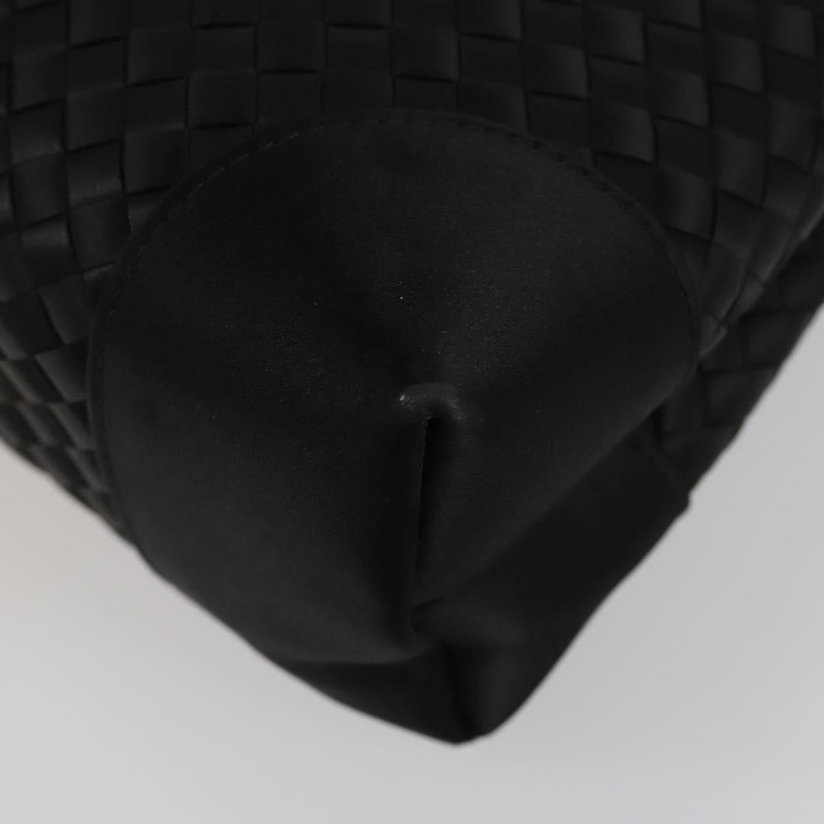 Bottega Veneta Intrecciato Handbag Satin Black Satin Handbag (Pre-Owned)