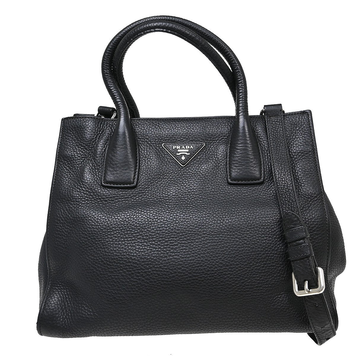 Prada Vintage Handbag Leather Black Leather Handbag (Pre-Owned)