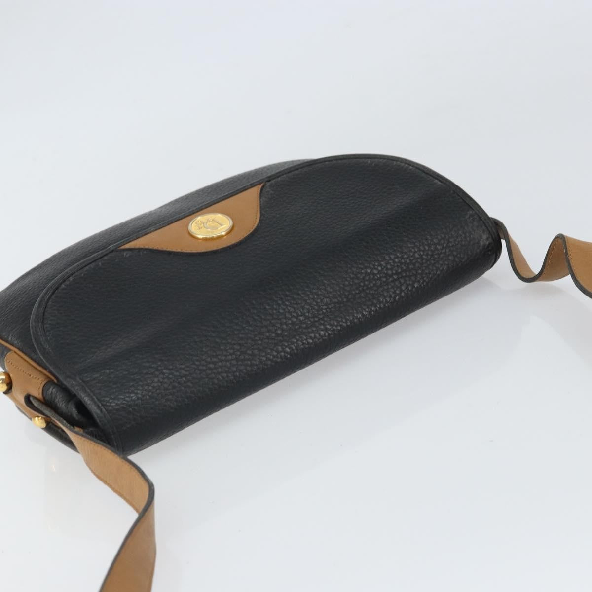 Christian Dior Vintage Shoulder Bag Leather Black Leather Shoulder Bag Bag (Pre-Owned)