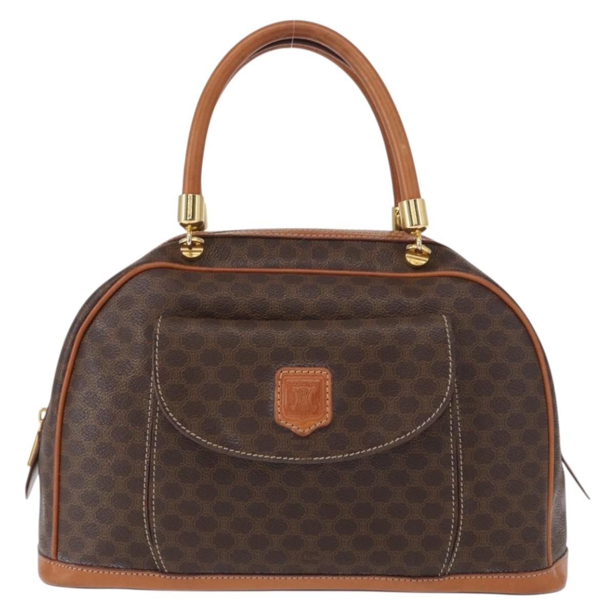 Celine Vintage Macadam Handbag Canvas And Leather Brown Canvas Handbag (Pre-Owned)
