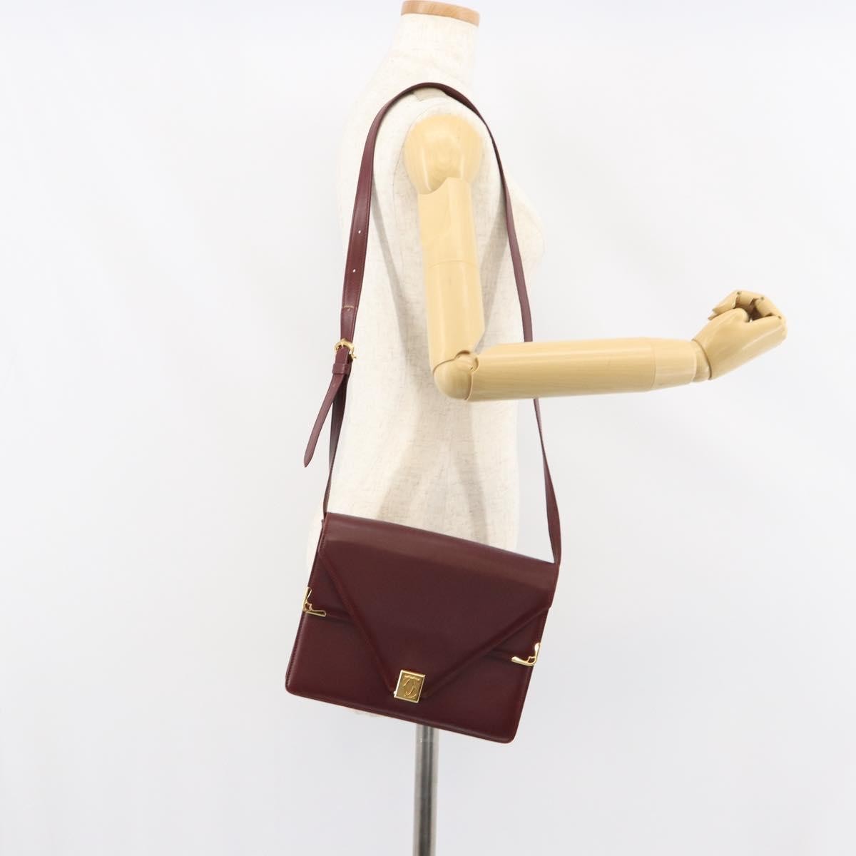 Cartier Must De Cartier Shoulder Bag Leather Burgundy Leather Shoulder Bag Bag (Pre-Owned)