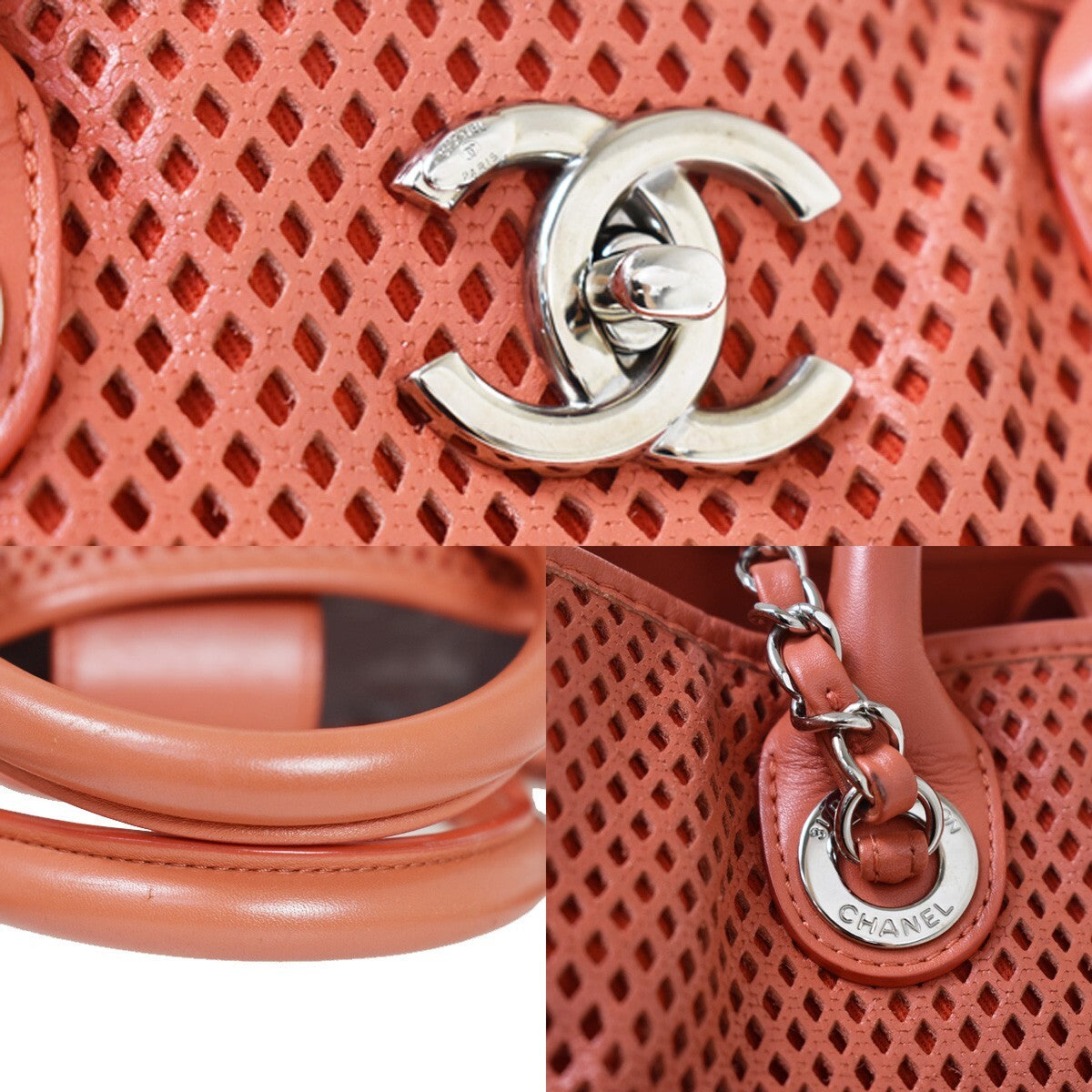 Chanel French Riviera Tote Quilted Caviar Pink Leather Handbag (Pre-Owned)