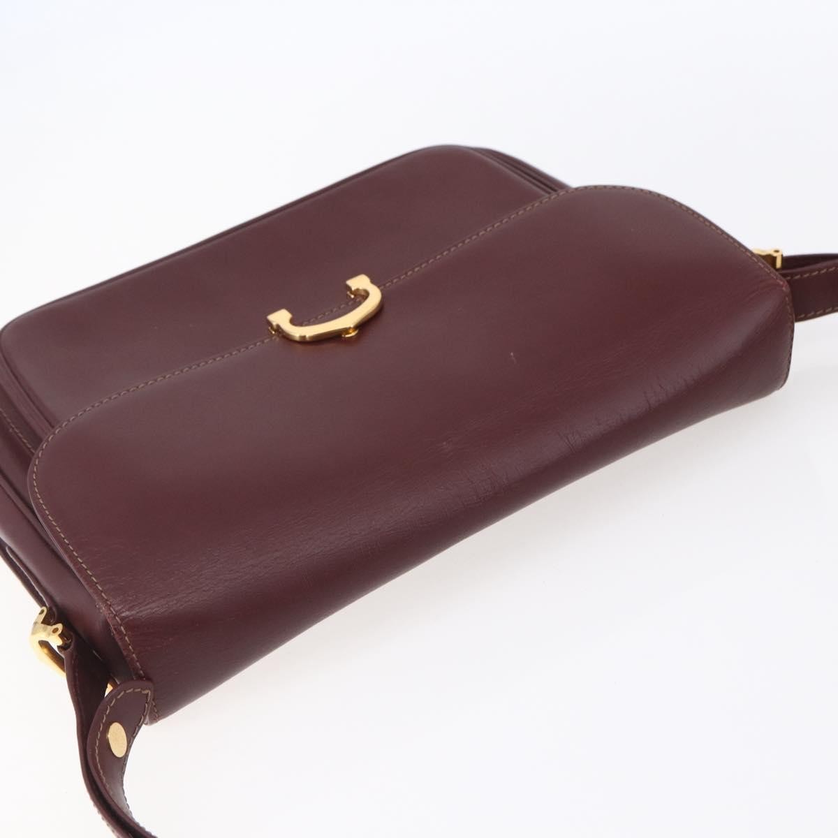 Cartier Must De Cartier Shoulder Bag Leather Burgundy Leather Shoulder Bag Bag (Pre-Owned)