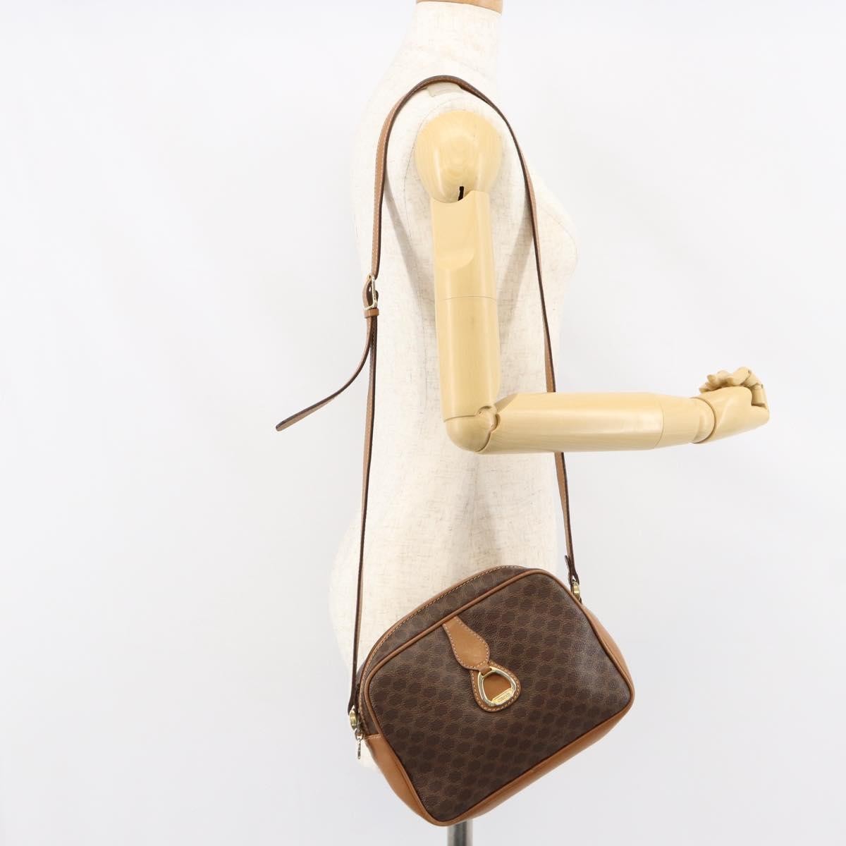 Celine Vintage Macadam Shoulder Bag Canvas And Leather Brown Canvas Shoulder Bag Bag (Pre-Owned)