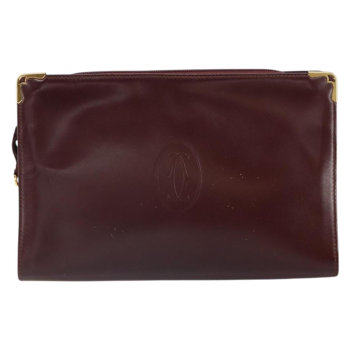 Cartier Must De Cartier Clutch Bag Leather Burgundy Leather Clutche & Pouche Bag (Pre-Owned)
