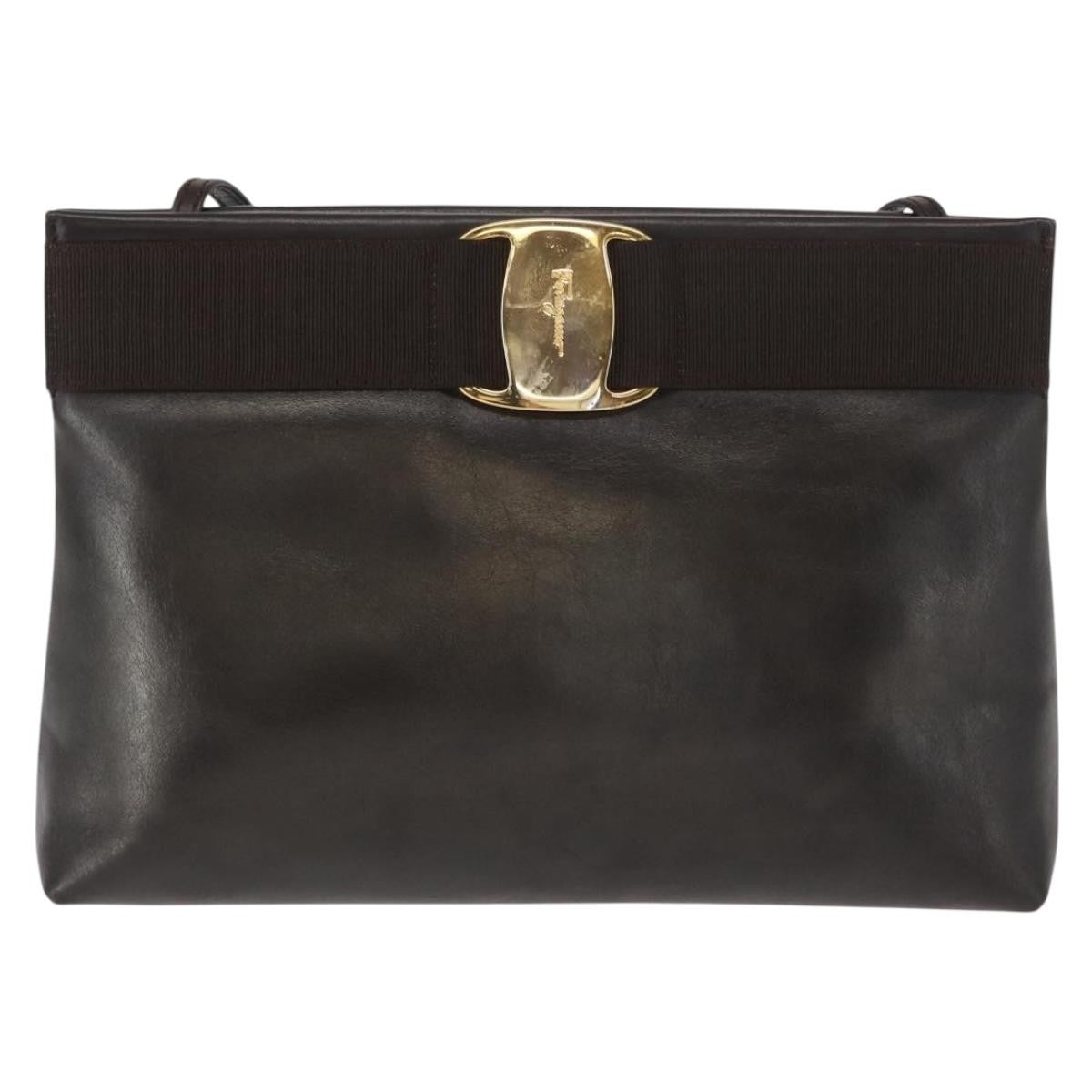 Salvatore Ferragamo Vala Shoulder Bag Leather Brown Leather Shoulder Bag Bag (Pre-Owned)