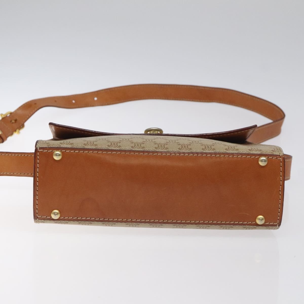 Celine Vintage Macadam Shoulder Bag Canvas And Leather Beige Canvas Shoulder Bag Bag (Pre-Owned)