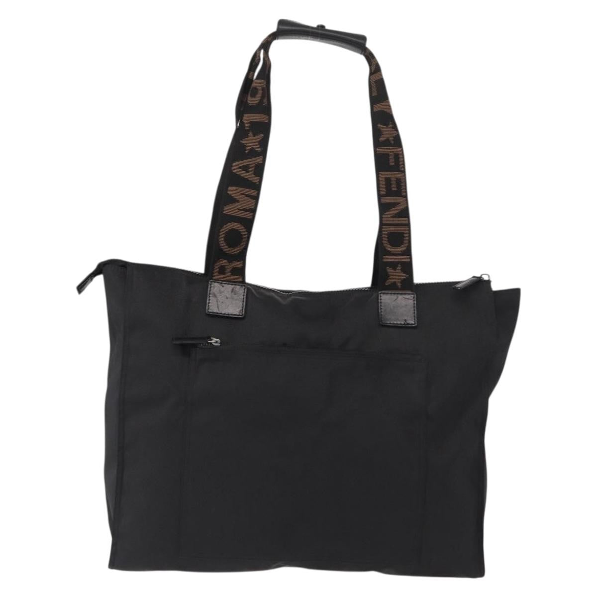 Fendi Vintage Convertible Logo Weekender Nylon Black Nylon Tote Bag Bag (Pre-Owned)