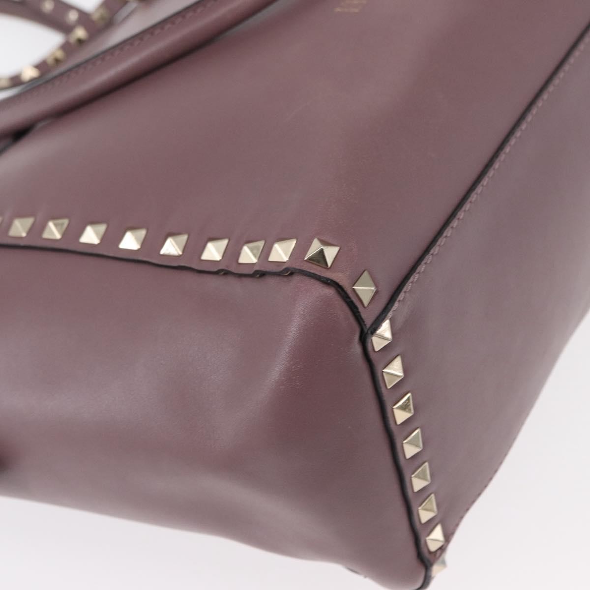 Valentino Garavani Rockstud Tote Rigid Leather Purple Leather Handbag (Pre-Owned)