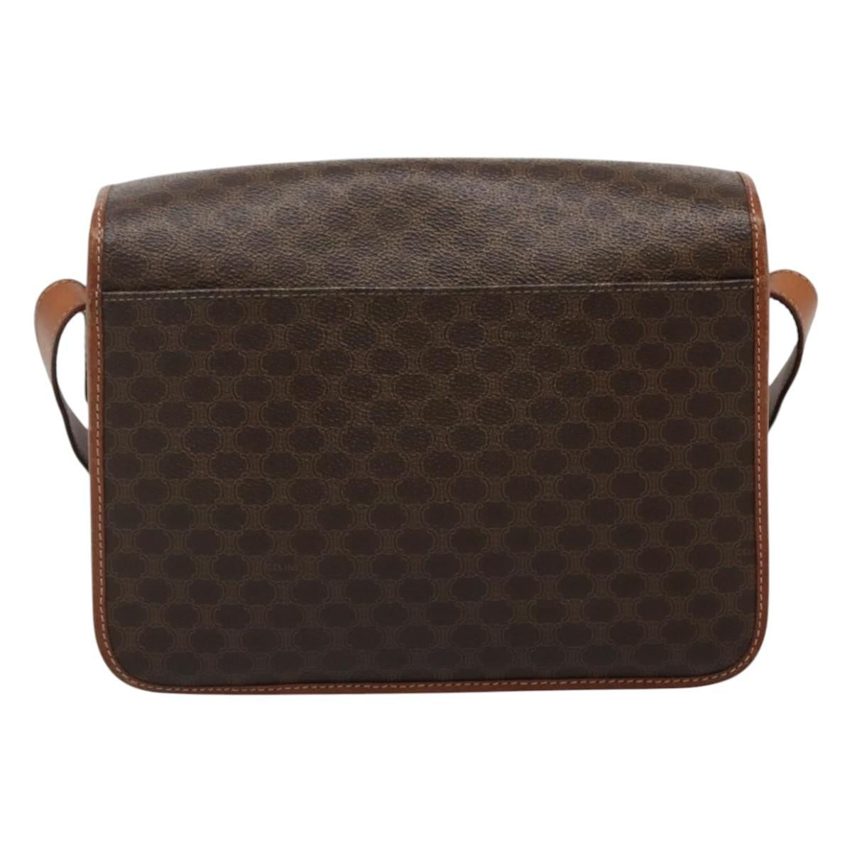 Celine Vintage Macadam Shoulder Bag Canvas And Leather Brown Canvas Shoulder Bag Bag (Pre-Owned)