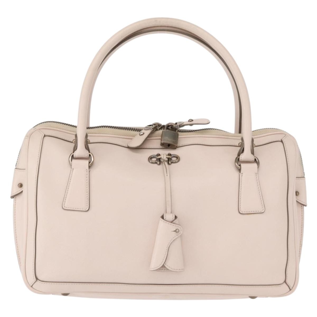 Salvatore Ferragamo Gancini Handbag Leather Pink Leather Handbag (Pre-Owned)