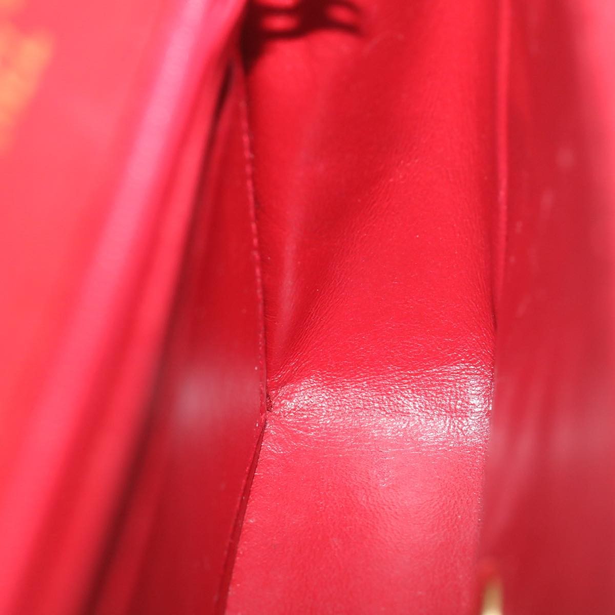 Chanel Vintage Square Chain Handle Flap Bag Quilted Lambskin Red Leather Handbag (Pre-Owned)
