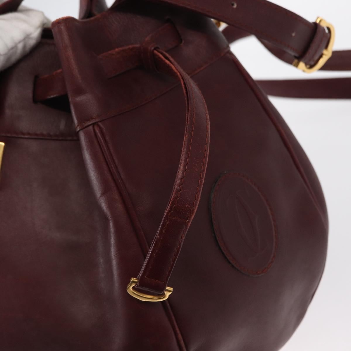 Cartier Must De Cartier Bag Leather Burgundy Leather Shoulder Bag Bag (Pre-Owned)