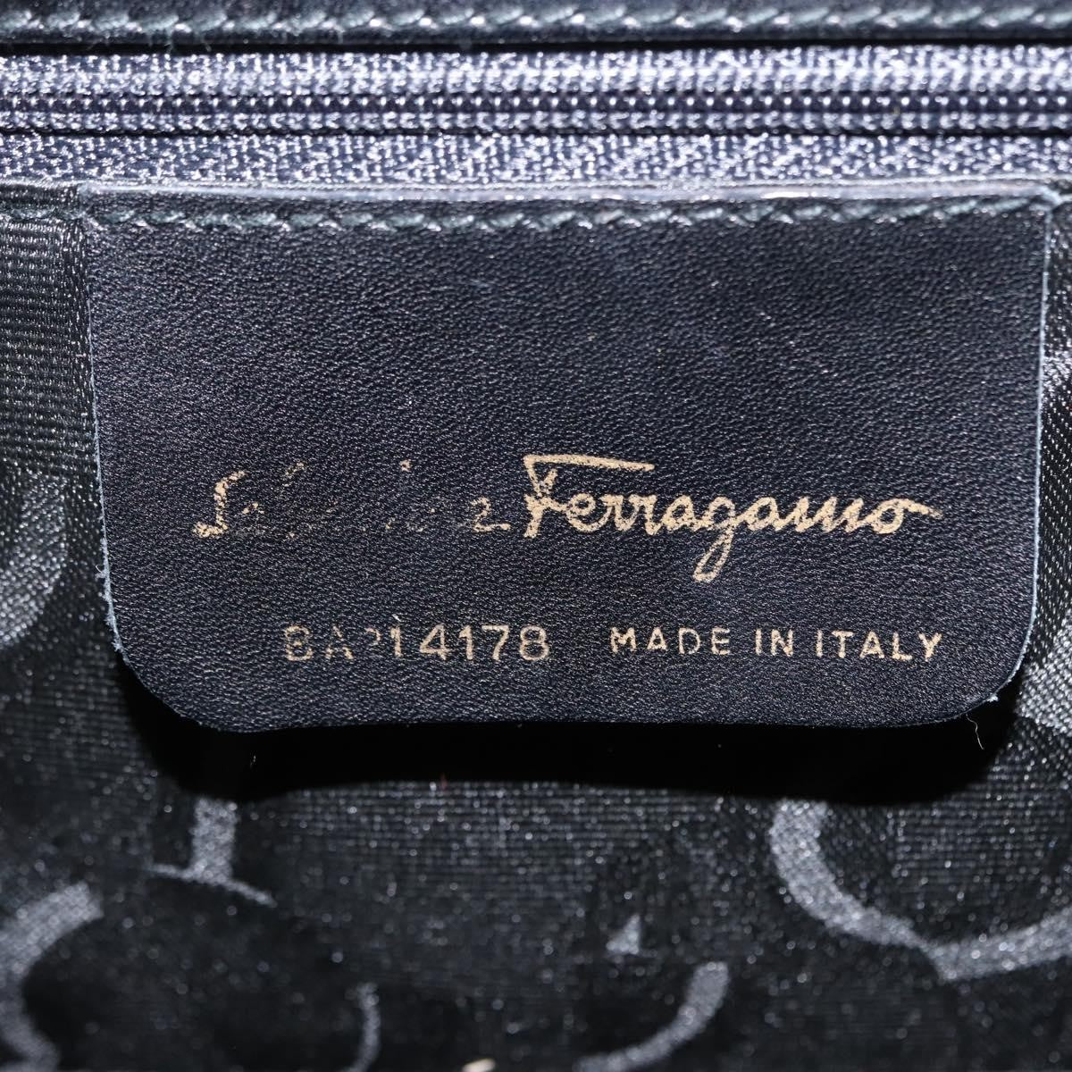 Salvatore Ferragamo Vala Handbag Leather Black Leather Handbag (Pre-Owned)