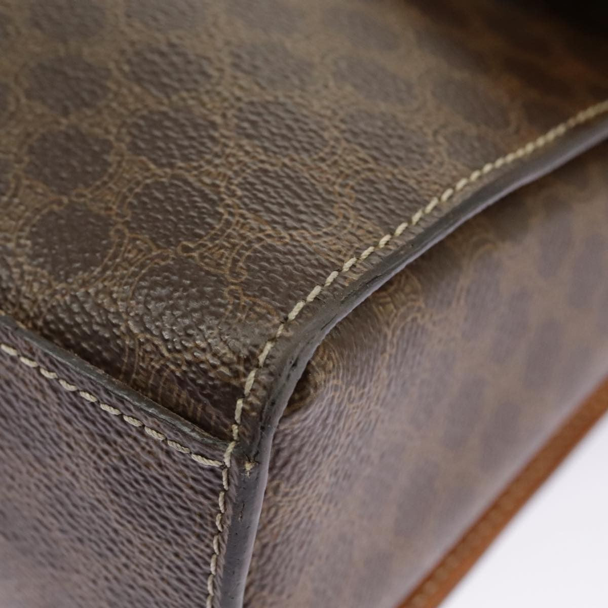 Celine Vintage Macadam Circle Logo Shoulder Bag Canvas And Leather Brown Canvas Shoulder Bag Bag (Pre-Owned)