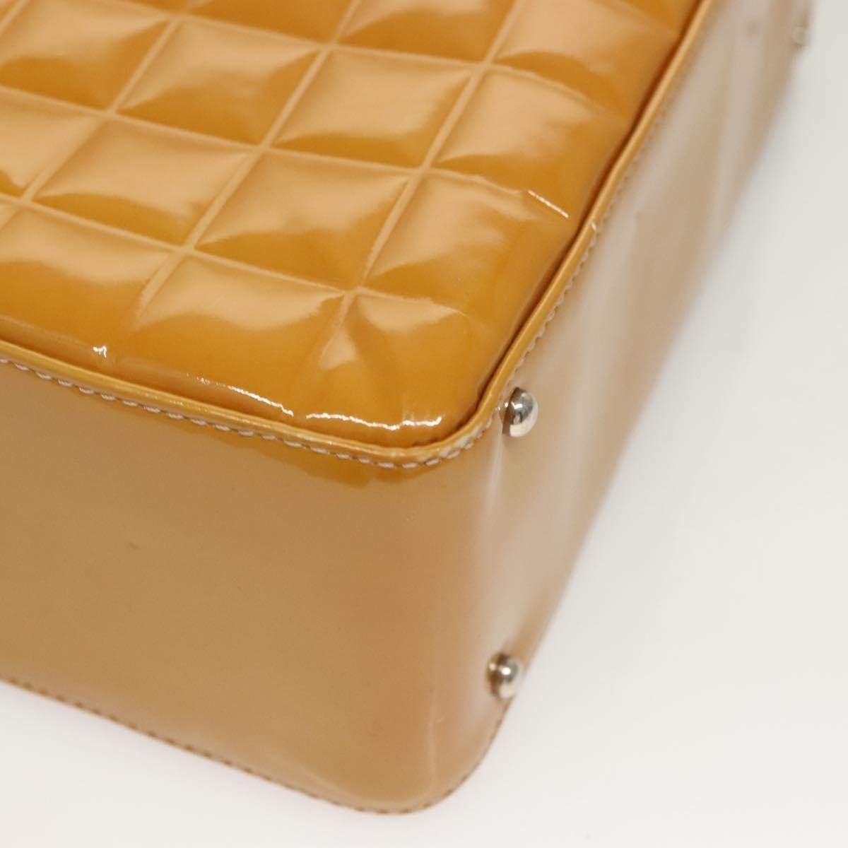Chanel Chocolate Bar Cc Tote Quilted Patent Yellow Patent_Leather Handbag (Pre-Owned)