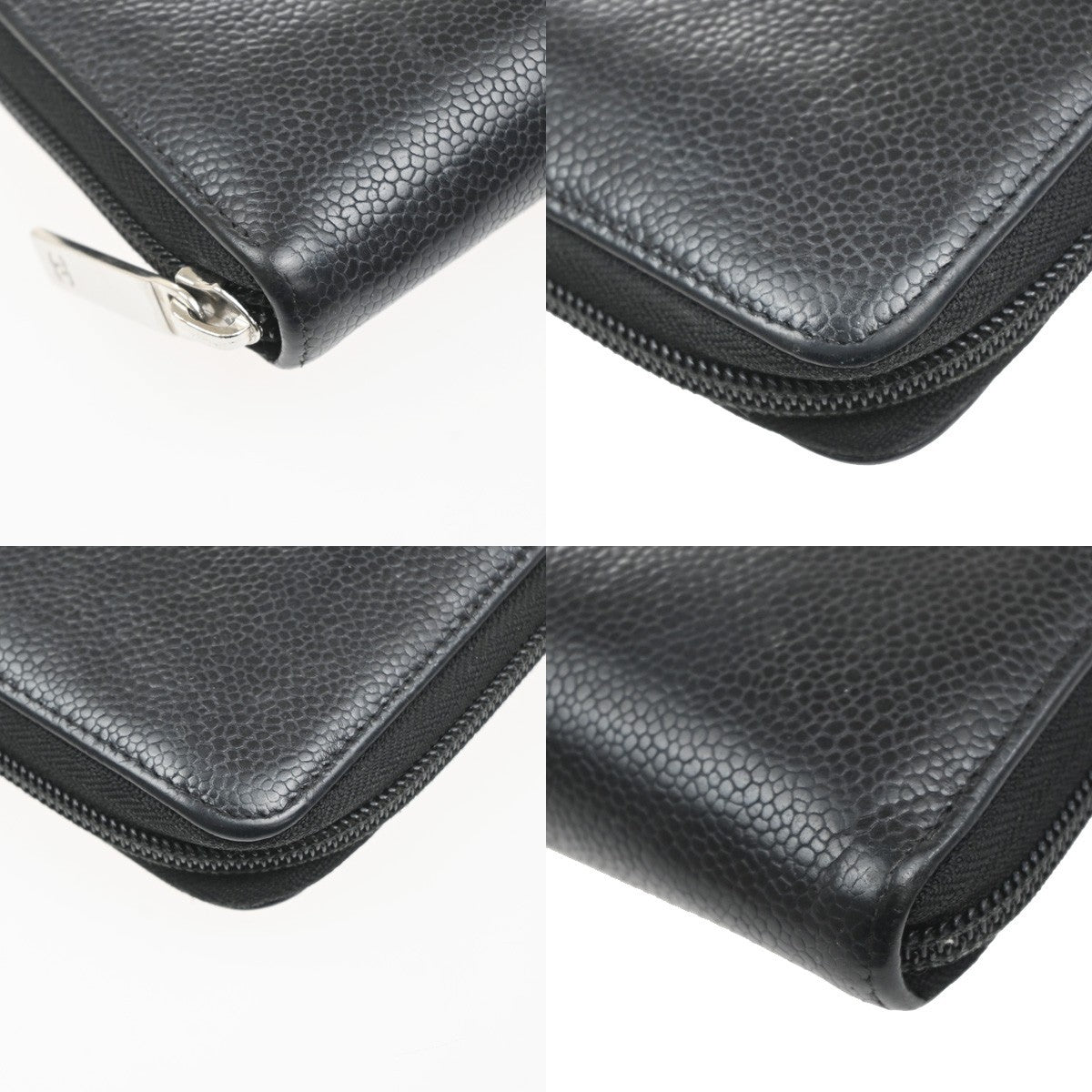 Chanel Cc Zip Around Wallet Leather Black Leather Wallets Accessory (Pre-Owned)