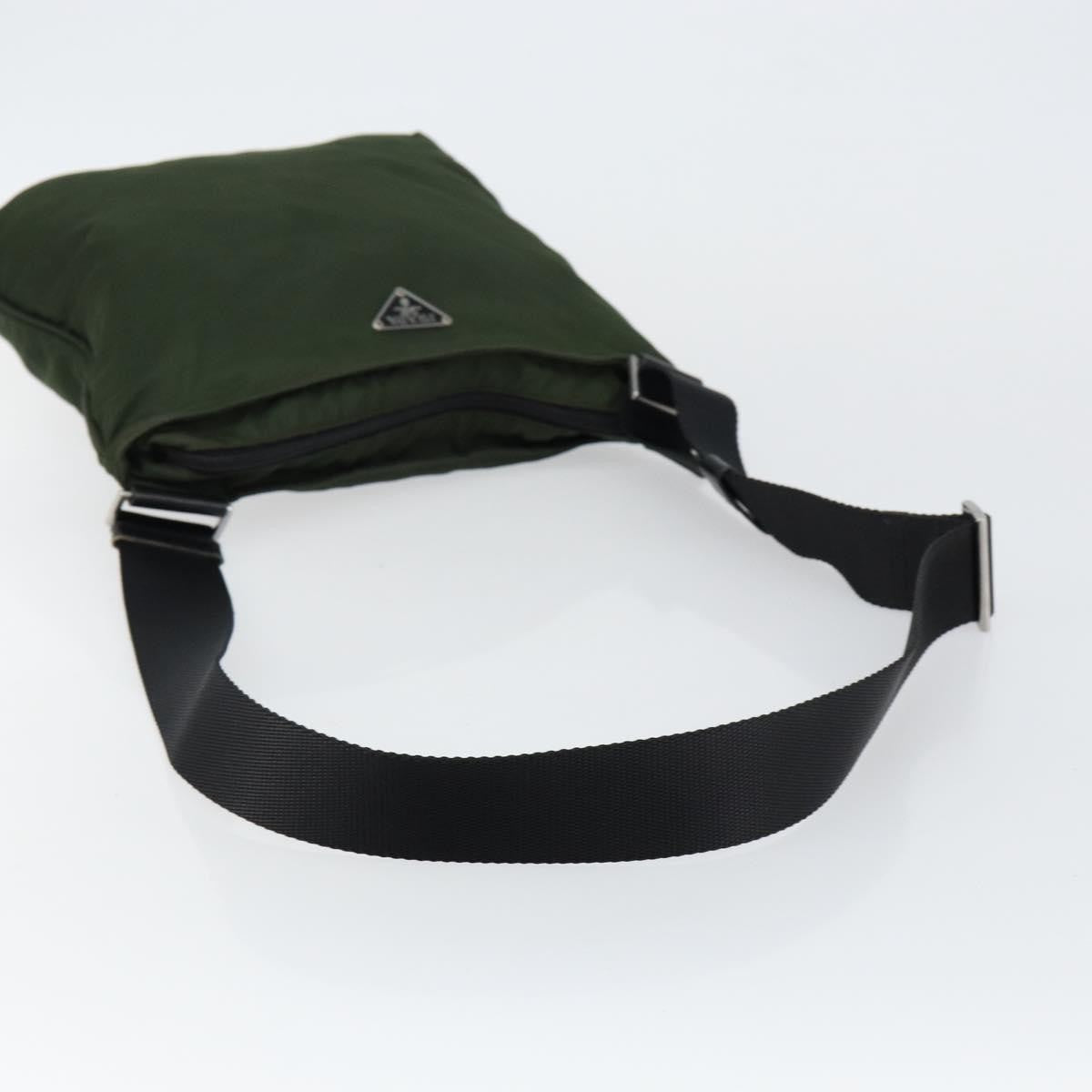 Prada Flat Messenger Bag Tessuto Khaki Nylon Shoulder Bag Bag (Pre-Owned)