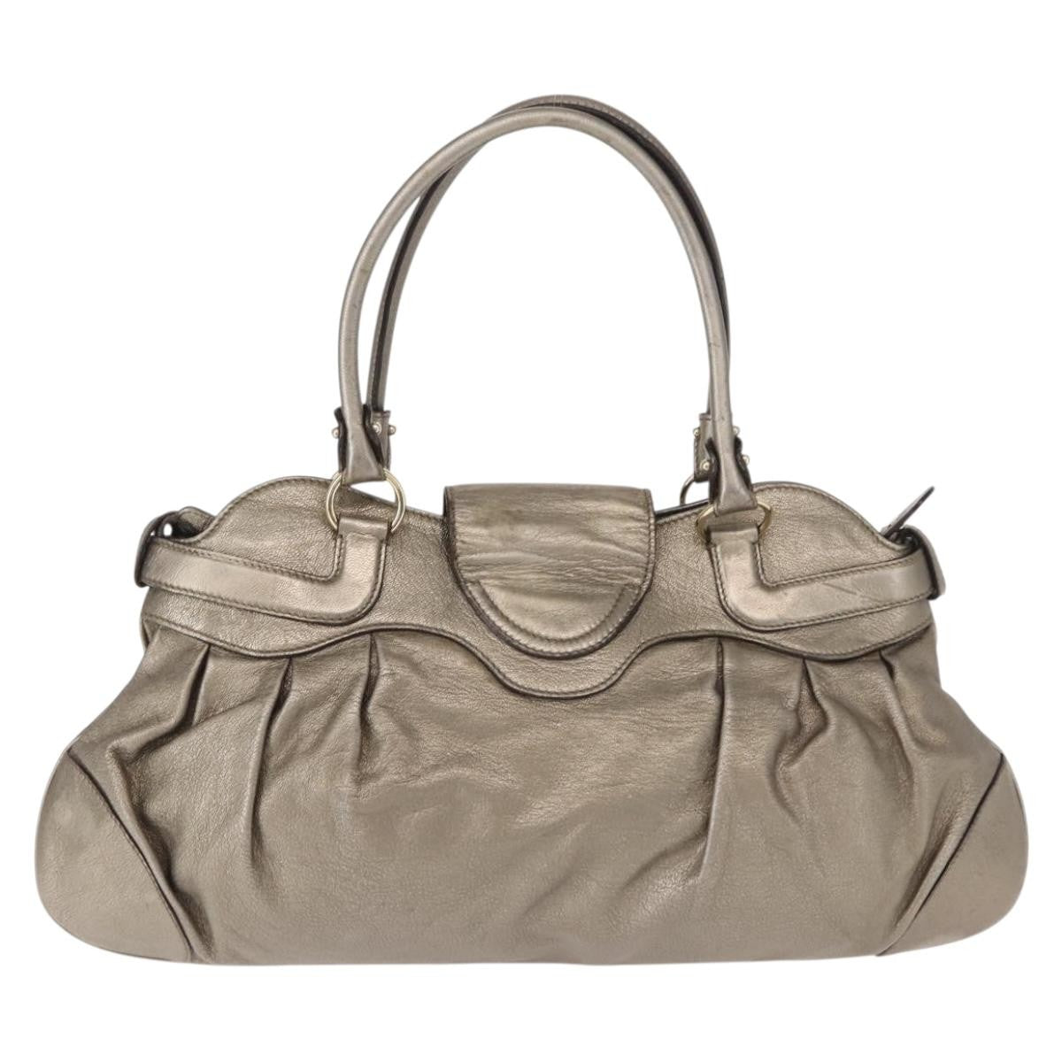 Salvatore Ferragamo Gancini Tote Leather Gold Leather Tote Bag Bag (Pre-Owned)
