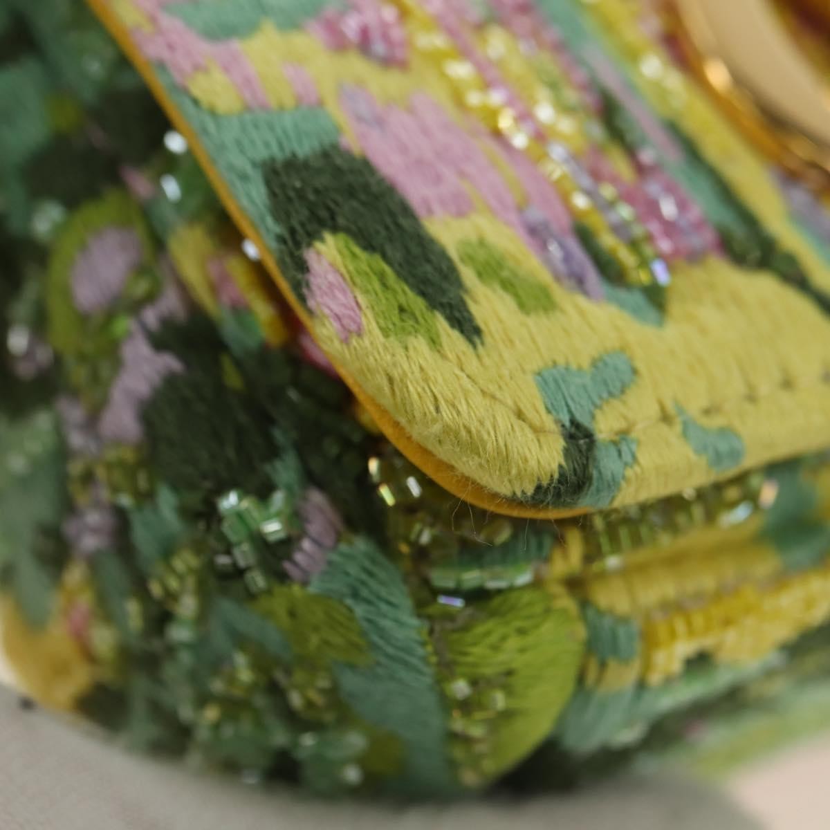 Christian Dior Caro Bag Embroidered Canvas Green Canvas Handbag (Pre-Owned)
