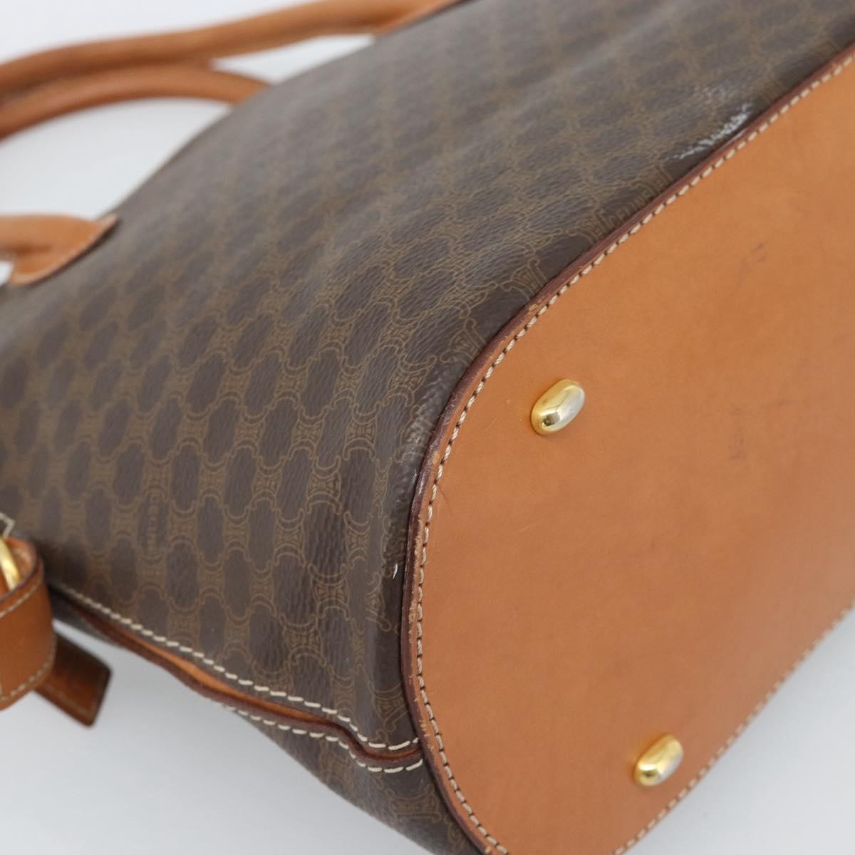 Celine Vintage Macadam Handbag Canvas Brown Canvas Handbag (Pre-Owned)